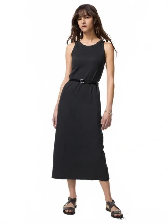 Uniqlo Ribbed Stretch Ribbed Bra Sleeveless Midi Tank Dress Sz L - Picture 12 of 13